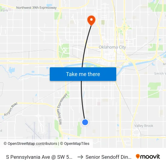 S Pennsylvania Ave @ SW 59 St to Senior Sendoff Dinner map