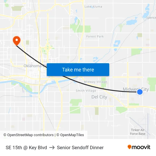 SE 15th @ Key Blvd to Senior Sendoff Dinner map
