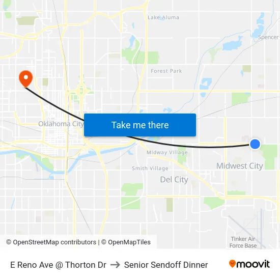 E Reno Ave @ Thorton Dr to Senior Sendoff Dinner map