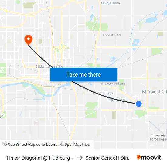 Tinker Diagonal @ Hudiburg Dr to Senior Sendoff Dinner map