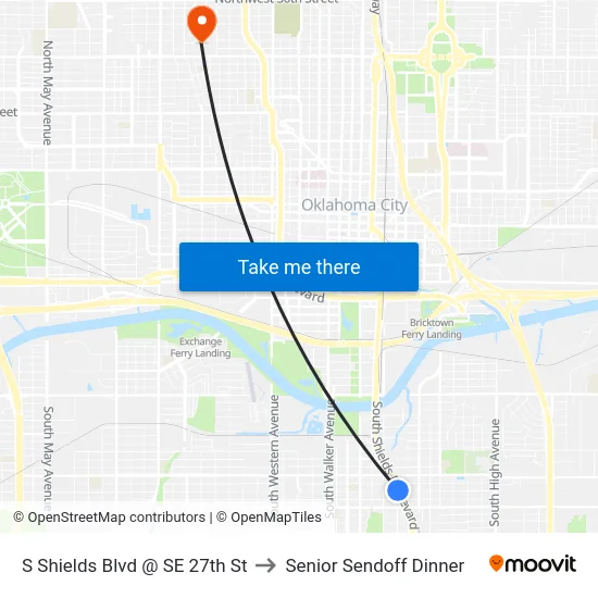S Shields Blvd @ SE 27th St to Senior Sendoff Dinner map