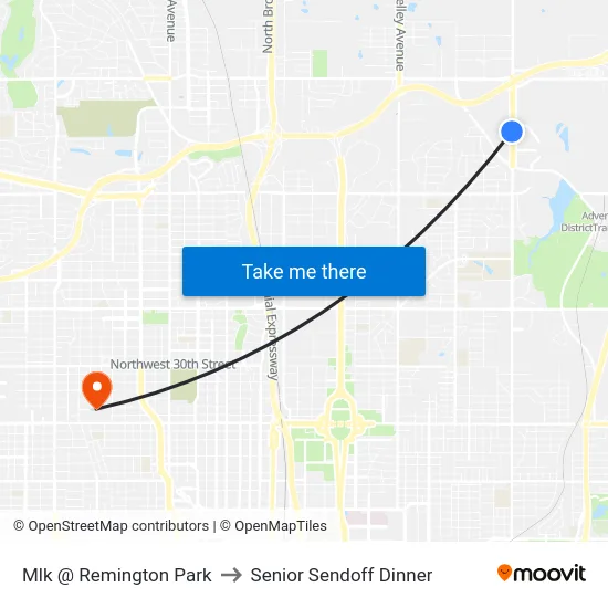 Mlk @ Remington Park to Senior Sendoff Dinner map
