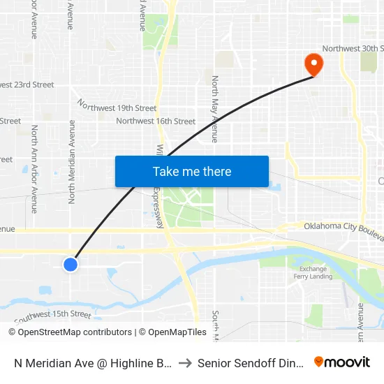 N Meridian Ave @ Highline Blvd to Senior Sendoff Dinner map