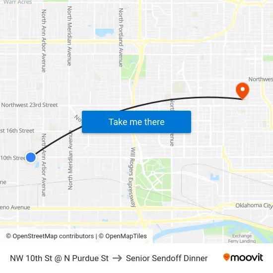 NW 10th St @ N Purdue St to Senior Sendoff Dinner map