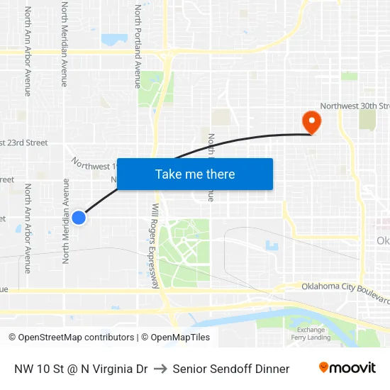 NW 10 St @ N Virginia Dr to Senior Sendoff Dinner map