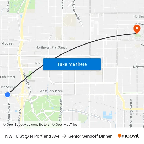 NW 10 St @ N Portland Ave to Senior Sendoff Dinner map