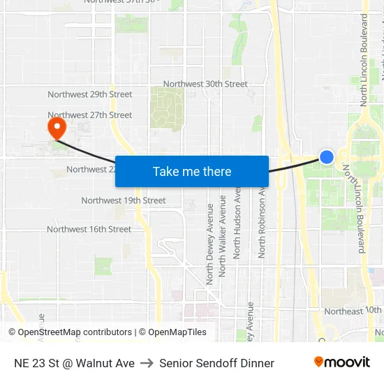 NE 23 St @ Walnut Ave to Senior Sendoff Dinner map
