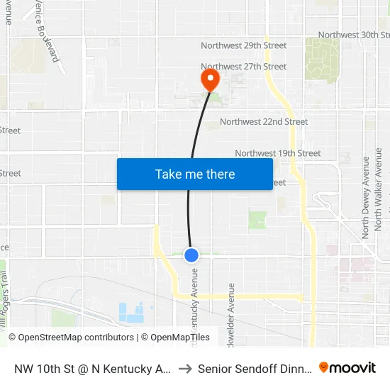 NW 10th St @ N Kentucky Ave to Senior Sendoff Dinner map