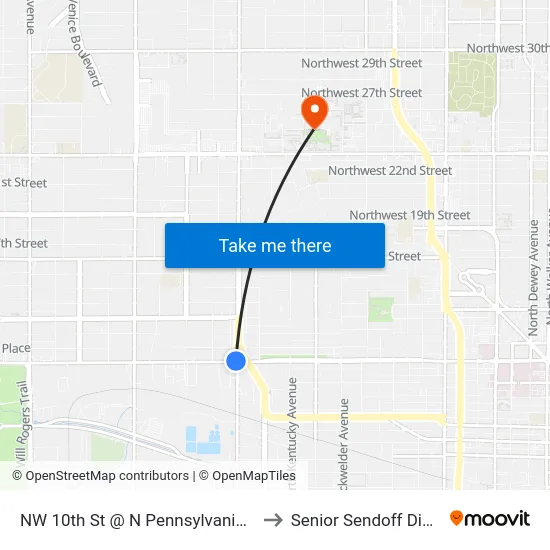 NW 10th St @ N Pennsylvania Ave to Senior Sendoff Dinner map
