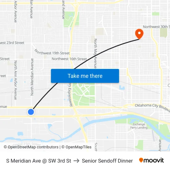 S Meridian Ave @ SW 3rd St to Senior Sendoff Dinner map