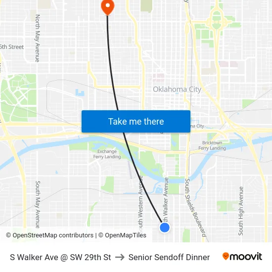 S Walker Ave @ SW 29th St to Senior Sendoff Dinner map