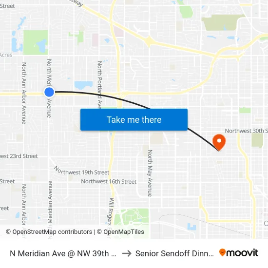 N Meridian Ave @ NW 39th St to Senior Sendoff Dinner map