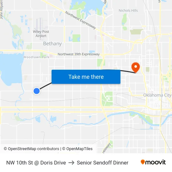 NW 10th St @ Doris Drive to Senior Sendoff Dinner map