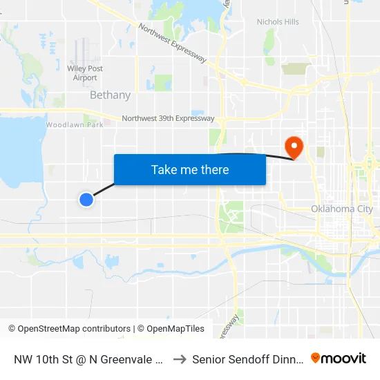 NW 10th St @ N Greenvale Rd to Senior Sendoff Dinner map