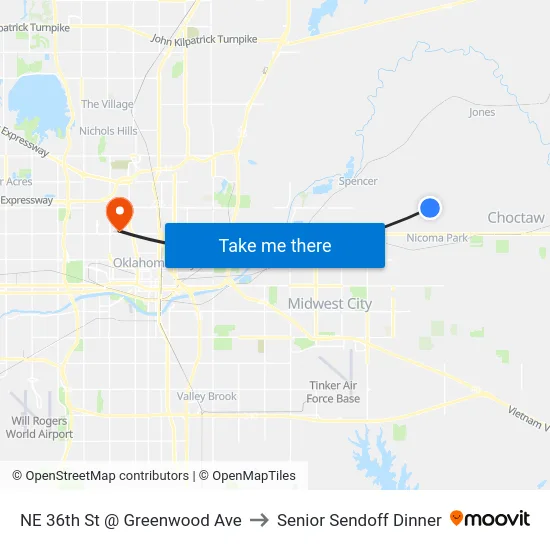 NE 36th St @ Greenwood Ave to Senior Sendoff Dinner map