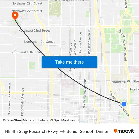 NE 4th St @ Research Pkwy to Senior Sendoff Dinner map