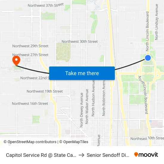 Capitol Service Rd @ State Capitol to Senior Sendoff Dinner map
