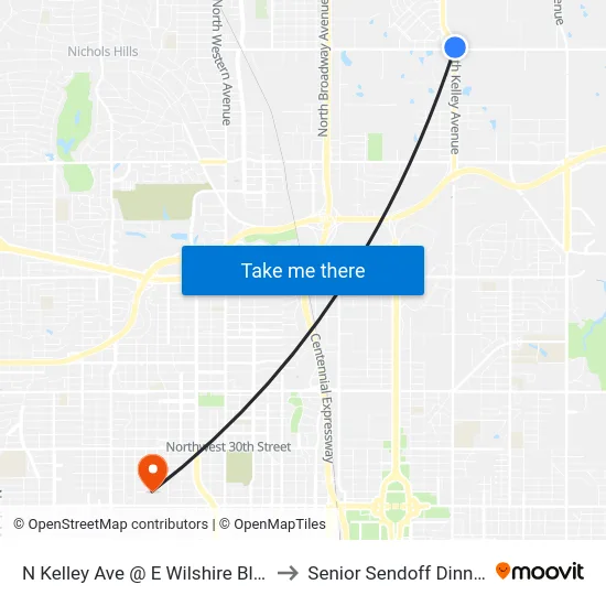 N Kelley Ave @ E Wilshire Blvd to Senior Sendoff Dinner map