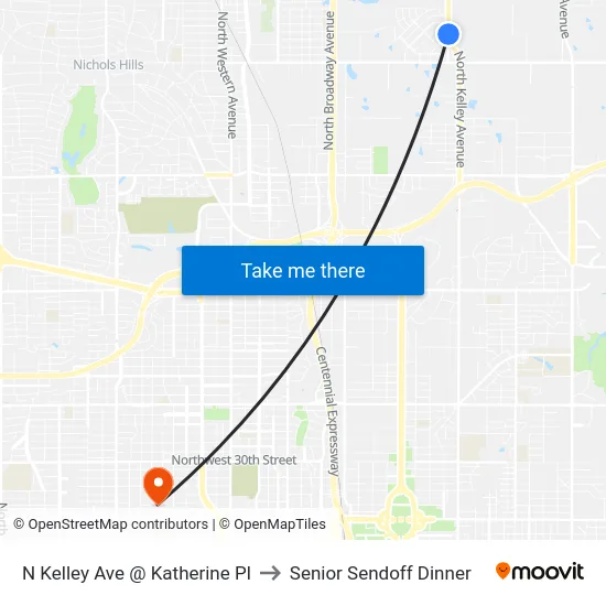 N Kelley Ave @ Katherine Pl to Senior Sendoff Dinner map
