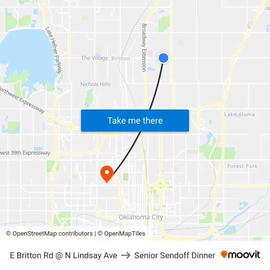 E Britton Rd @ N Lindsay Ave to Senior Sendoff Dinner map