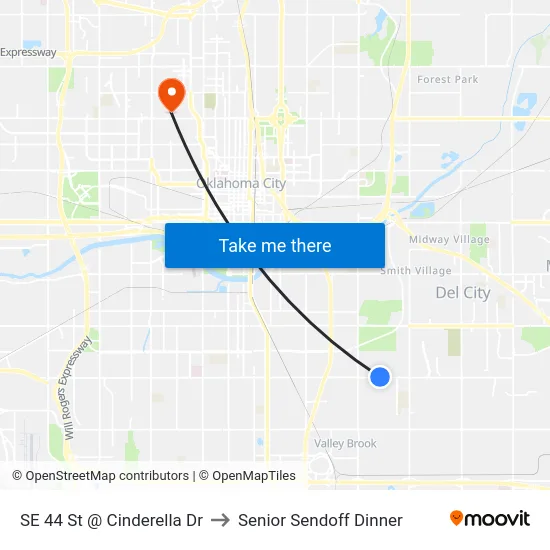 SE 44 St @ Cinderella Dr to Senior Sendoff Dinner map