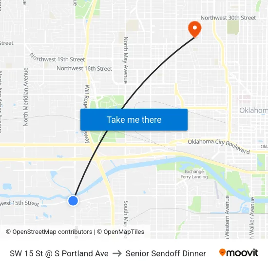 SW 15 St @ S Portland Ave to Senior Sendoff Dinner map