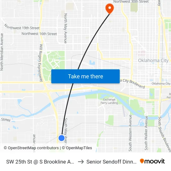 SW 25th St @ S Brookline Ave to Senior Sendoff Dinner map