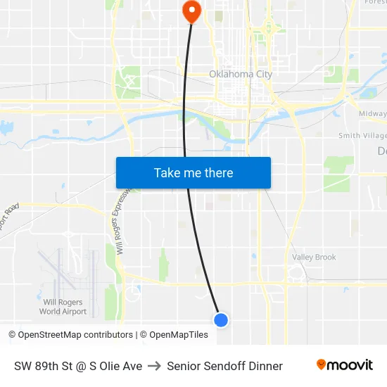 SW 89th St @ S Olie Ave to Senior Sendoff Dinner map