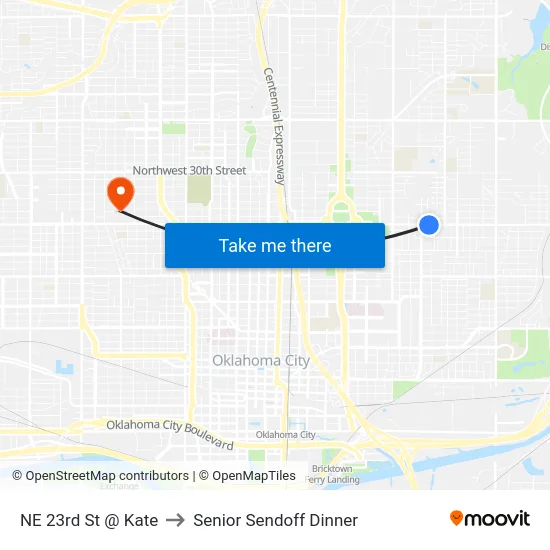NE 23rd St @ Kate to Senior Sendoff Dinner map