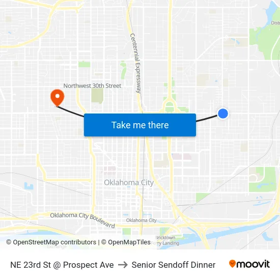 NE 23rd St @ Prospect Ave to Senior Sendoff Dinner map