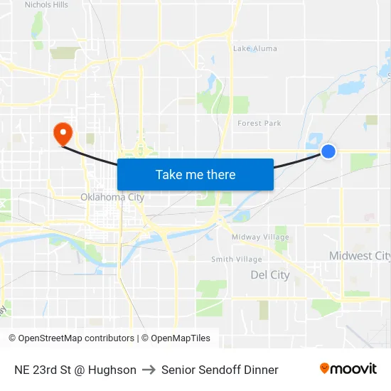 NE 23rd St @ Hughson to Senior Sendoff Dinner map