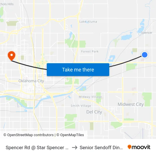 Spencer Rd @ Star Spencer Hs to Senior Sendoff Dinner map