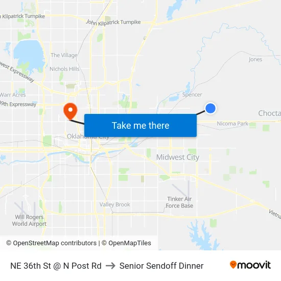 NE 36th St @ N Post Rd to Senior Sendoff Dinner map