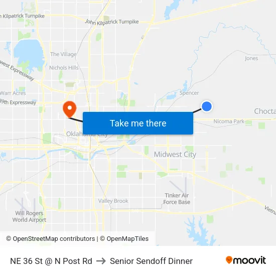 NE 36 St @ N Post Rd to Senior Sendoff Dinner map