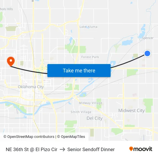 NE 36th St @ El Pizo Cir to Senior Sendoff Dinner map