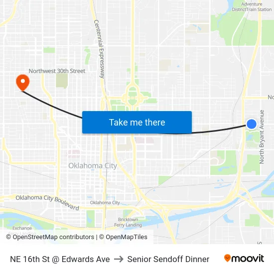 NE 16th St @ Edwards Ave to Senior Sendoff Dinner map