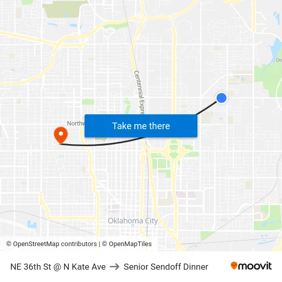 NE 36th St @ N Kate Ave to Senior Sendoff Dinner map