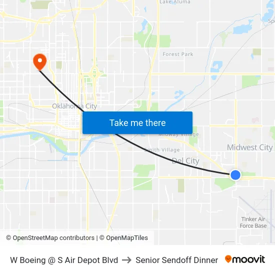 W Boeing @ S Air Depot Blvd to Senior Sendoff Dinner map