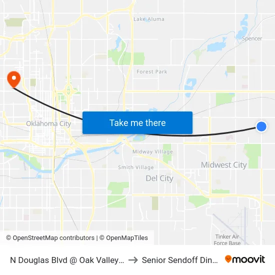 N Douglas Blvd @ Oak Valley Dr to Senior Sendoff Dinner map