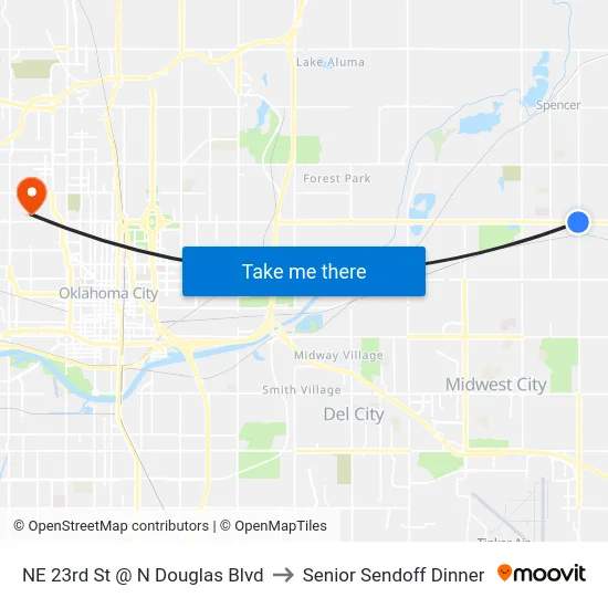 NE 23rd St @ N Douglas Blvd to Senior Sendoff Dinner map