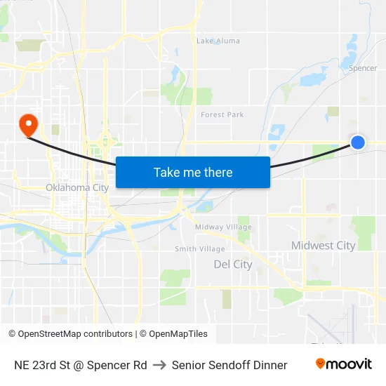 NE 23rd St @ Spencer Rd to Senior Sendoff Dinner map