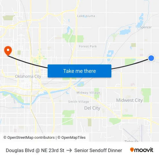 Douglas Blvd @ NE 23rd St to Senior Sendoff Dinner map
