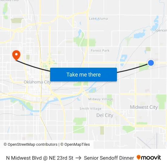 N Midwest Blvd @ NE 23rd St to Senior Sendoff Dinner map