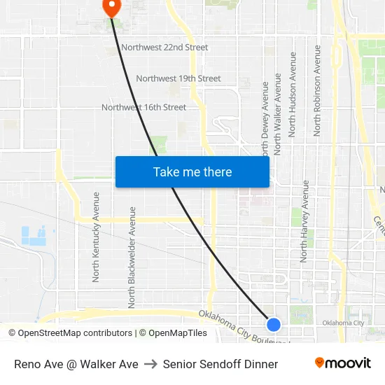 Reno Ave @ Walker Ave to Senior Sendoff Dinner map