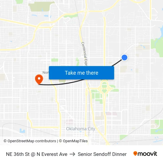 NE 36th St @ N Everest Ave to Senior Sendoff Dinner map