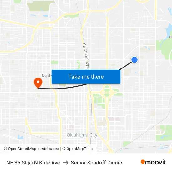 NE 36 St @ N Kate Ave to Senior Sendoff Dinner map