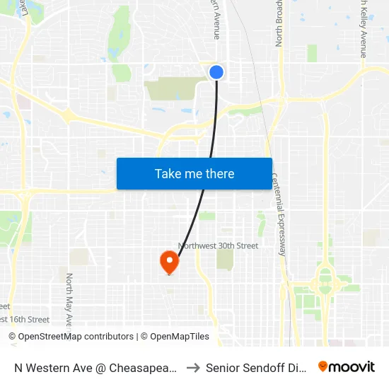 N Western Ave @ Cheasapeake Dr to Senior Sendoff Dinner map