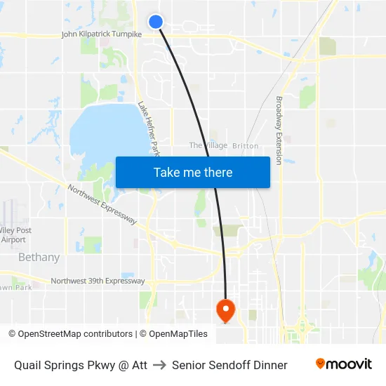 Quail Springs Pkwy @ Att to Senior Sendoff Dinner map