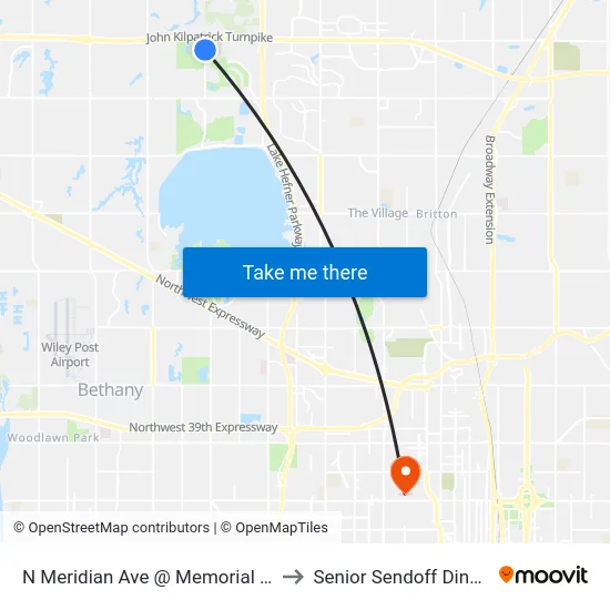 N Meridian Ave @ Memorial Cir to Senior Sendoff Dinner map