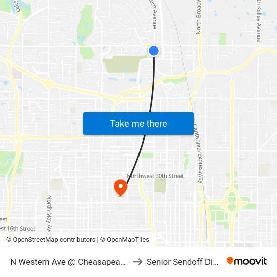 N Western Ave @ Cheasapeake Dr to Senior Sendoff Dinner map